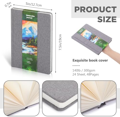 7.5x5 in Watercolor Sketchbook Journal Square Watercolor Notebook Gray