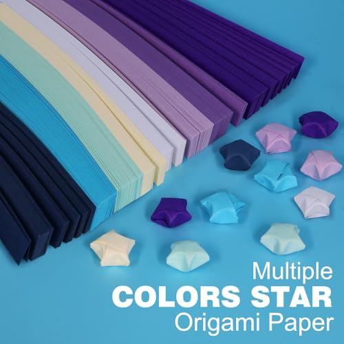 FoDau770 Solid Color Star Paper Strips - 1080 Sheet, Blue & Purple Series