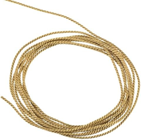 MECCANIXITY Twisted Cord Trim, 11 Yard 1.5mm 3-Ply Twine Braided Rope Shiny Thread String for Craft Gift Bag Curtain Christmas Decor, Deep Gold - 10m