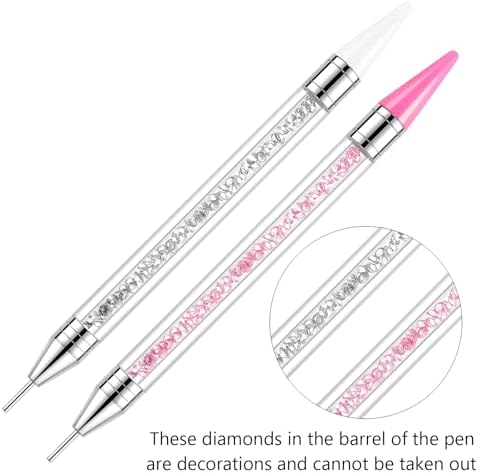 LIGHT RAIN Rhinestone Picker Tool - 2pcs Dual-head Bedazzling Pen with 4 Wax Tips, 8pcs Clay, Adjustable Precision Tweezers, 1400pcs Rhinestones and 2pcs Organizer Tray Kit for Nail Art
