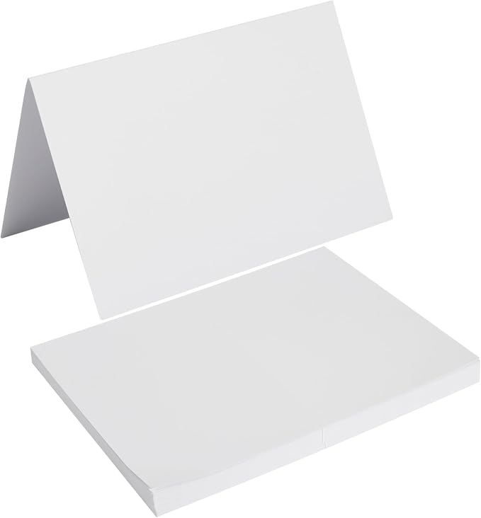 50 Pack Small Blank Folded Cardstock Business Cards, White, 2x3.5
