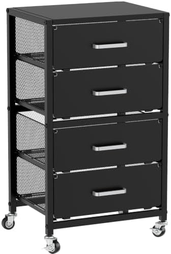 4-Drawers Metal Rolling Cart, Utility Storage Cart with Wheels