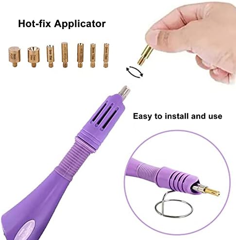 Hotfix Applicator, 7 in 1 Hot Fixed Wand Bedazzler Kit, Rhinestones Setter Wand Tool with 7 Different Tip Sizes, DIY Bedazzler Kit with Rhinestones with Support Stand (American standard (pink))