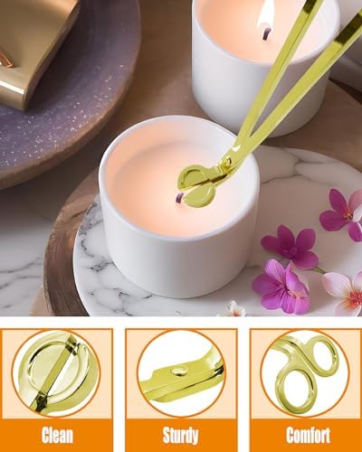YOUTUOY 4 in1 Candle Accessory Set with Rechargeable Candle Lighter, Candle Wick Trimmer, Candle Wick Snuffer, Candle Wick Dipper, Candle Care Kit (Gold)