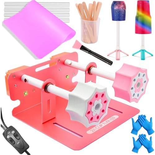 LFSUM 2X Double Cup Turner for Crafts Tumbler,Cup Turners for Tumblers, Cup Spinner Machine Kit,Tumbler Spinner for Epoxy,Glitter Epoxy Tumblers (Rose Gold)