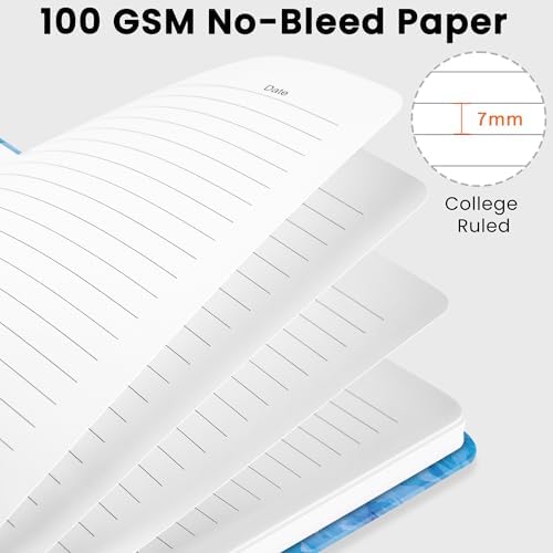 Lined Spiral Journal Notebook, A5 College Ruled Notebook for Note-Taking