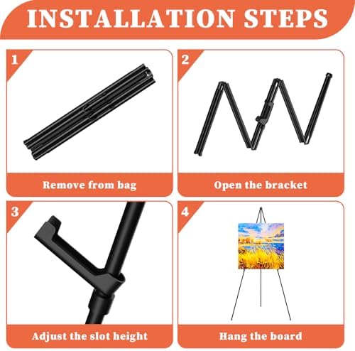 Easel Stand for Sign, 63" Portable Easels Stand for Display, Lightweight Adjustable Tripod Art Easel Stand for Wedding Sign, Black Metal Painting Easel with Portable Bags (2 Pack)