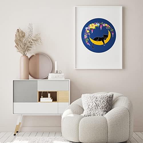 Louise Maelys Cat Moon Embroidery Kit for Beginners Floral Design