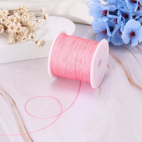 150 Yards 0.5mm Braided Nylon Crafting Thread Chinese Knotting Beading String Macrame Cord Rope for Necklace Bracelet Jewelry Craft Making, Light Coral