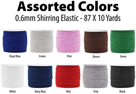 Mandala Crafts 0.6mm Assorted Shirring Sewing Elastic Thread 87X10 Yds