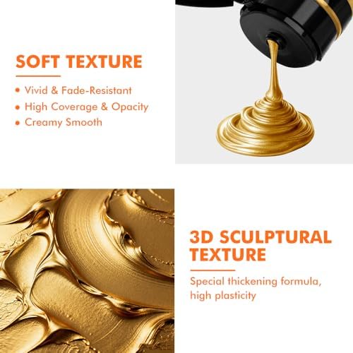 GOTIDEAL Metallic Gold Acrylic Paint, 8.45oz/250ml, Art Craft Paints