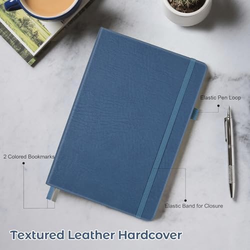 College Ruled Notebook, Hardcover Leather Journal for Women Men, A5, Lined