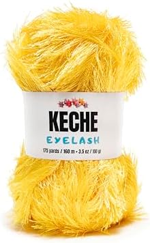 Eyelash Fun Fur Yarn - Premium Soft Crochet Yarn DIY Hand Knitting 100% Polyester 175 Yds 3.53 Oz - Dark Yellow
