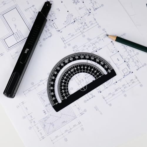 5 Pcs Metal Geometry Set, Math Drafting Ruler Kit- Aluminum Triangle Rulers, Protractor, 8 Inch and 6 Inch Drawing Ruler, Measuring Tool for School and Office (Metric and Imperial, Black)