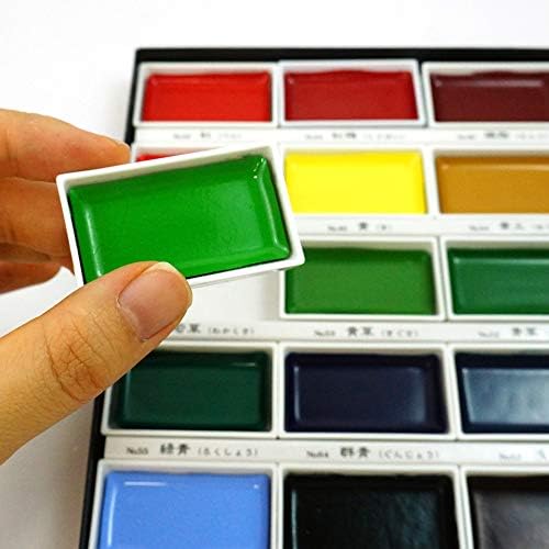 Kuretake Gansai Tambi Watercolor Paint Set, 48 Colors, Made in Japan | 48 vivid opaque colors, non-granulating pigment, large pans, palette & color chart, Professional Use, Artist Grade