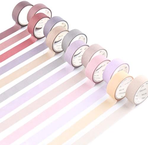 YUBBAEX 12 Rolls Washi Tape Set Natural Color Decorative Tapes for Arts, DIY Crafts, Journals, Planners, Scrapbook, Wrapping Wide -Salty Morandi- (Morandi, 15mm x 12Rolls)