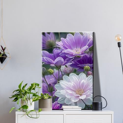 JOOZ Paint by Numbers Kits for Adults with Frame, Flowers Paint by Numbers for Adults, Paint by Number Canvas for Adults with Easel, DIY Acrylic Oil Painting Kit for Home Wall Decor 8 x 12 Inch