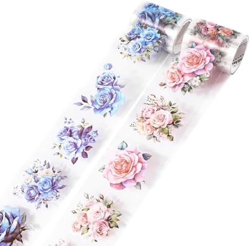 Washi Tape, PET Tapes for Scrapbooking Journaling (Blue & Pink)
