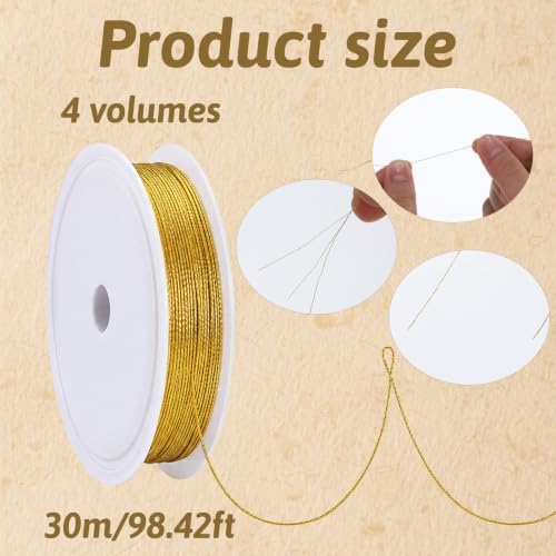 4 Rolls 394 FT Gold Metallic Bakers String, Gold Decorative String