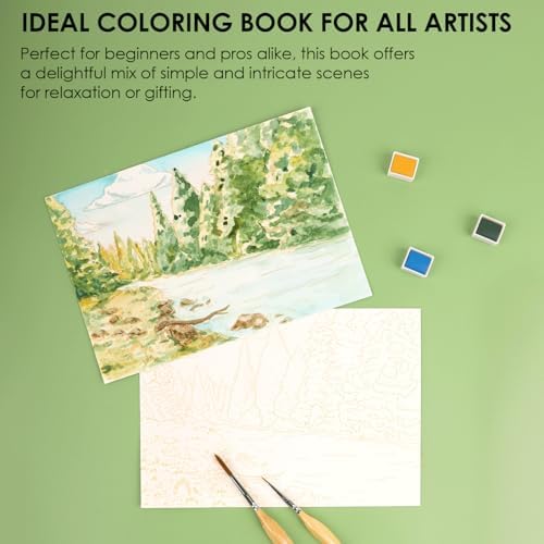 Grabie Watercolor Coloring Book, 15 A5 Cotton Sheets, Forest Themed