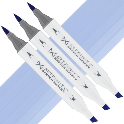 Artfinity Sketch Markers - Set of 3 - Slate Blue B5-4, Vibrant, Professional, Dye-Based Alcohol Markers for Artists, Drawing, Travel, & More