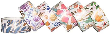 YUBBAEX Floral Gold Washi Tape Set VSCO Foil Masking Tape Decorative for Arts, DIY Crafts, Journal Supplies, Planners, Scrapbook, Card/Gift Wrapping -8/15mm- (Blooming 18 Rolls)
