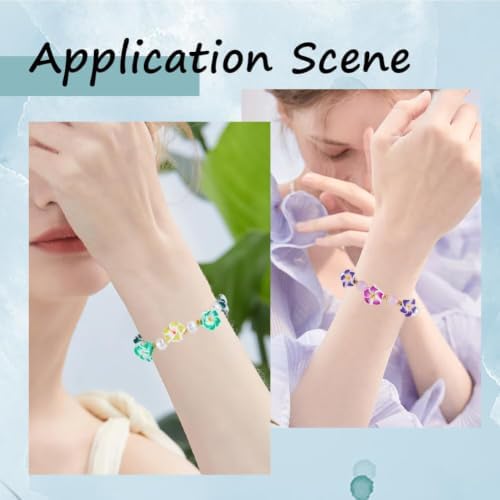 SUNNYCLUE 1 Box 174Pcs DIY 6 Sets Bracelet Making Kit Plumeria Flower Beads Polymer Clay Beads Summer Ocean Hawaiian Shell Bead Imitation Pearl Beads for Jewelry Making Kits Adult Women Gifts Supplies
