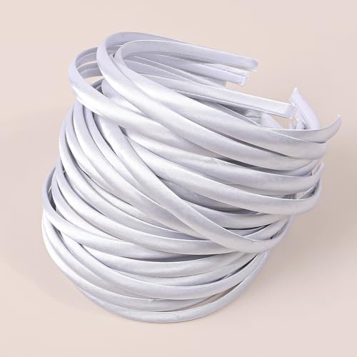 50Pcs White Thin Fabric Headbands Blank DIY Hoops Bulk Women Girl
