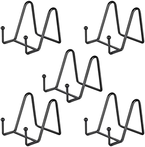 IBosins 5-Pack 3-Inch Small Plate Display Stands Black Metal Frame Stand