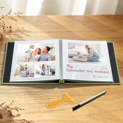 Large Photo Album 20 Sheets/ 40 Pages Self Adhesive Scrapbook Album for 4x6 5x7 8x10 Pictures DIY Photo Book as Scrapbooking Supplies, Birthday Gifts for Women Mom Wedding Baby Family Travel
