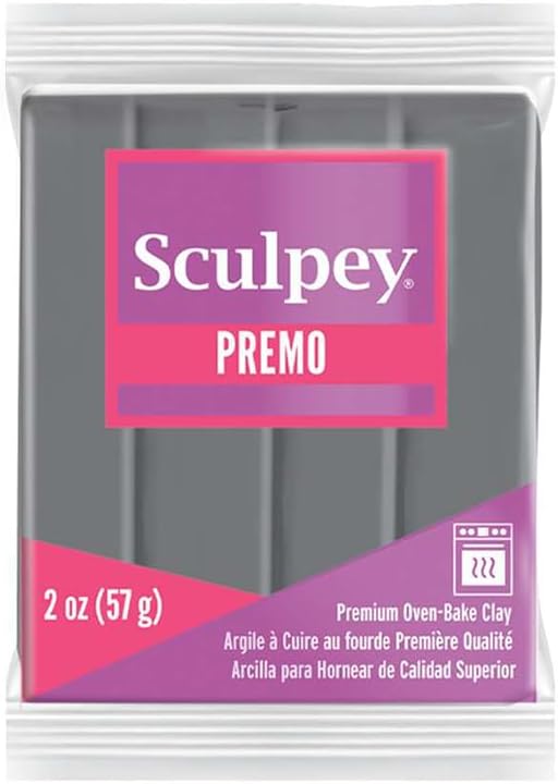 Sculpey Premo™ Polymer Oven-Bake Clay, Slate Gray, Non Toxic, 2 oz. bar, Great for Jewelry Making, Holiday, DIY, Mixed Media and Home décor Projects. Premium Clay Perfect for clayers and Artists.