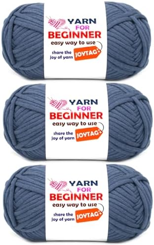 Denim Blue Beginners Crochet Yarn Cotton Crochet Yarn for Crocheting Knitting Beginners Crochet Kit-3 * 50g