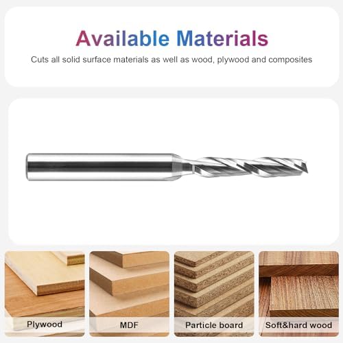 SpeTool Carbide CNC Router Bits 3/16 inch Cutting Diameter Up Cut Router Bit with 1/4 inch Shank Suitable for CNC Engrave Carving