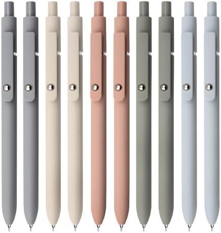 UIXJODO Gel Pens, 10Pcs 0.5mm Black Ink Pens Fine Point Smooth Writing Pens, High-End Series Retractable Pens for Journaling Note Taking, Cute Office School Supplies Gifts for Women (10 Pcs Morandi)