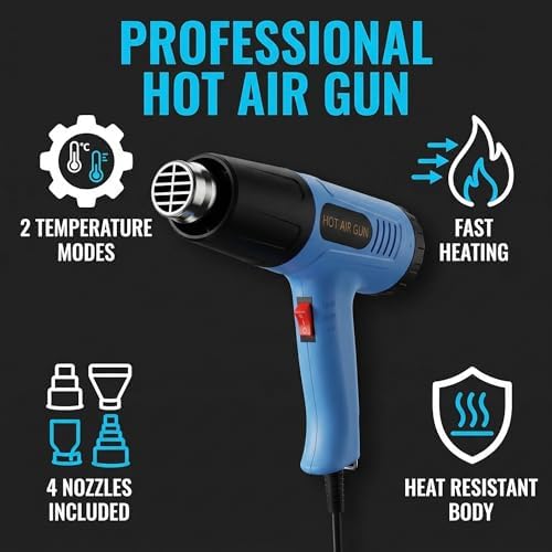 Heat Gun 900W, Dual Temp 572°F/1112°F Hot Air Gun with 4 Nozzles for DIY