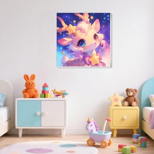 XTCIXAL Paint by Numbers Kit for Kids with Frame, Deer, 8X8 inch
