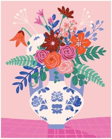 Pink Picasso Paint by Number Kit, All Ages, 8x10, Blue Ming | Mid Century Modern Collection, Acrylic Paints and Brushes included, Pre-printed high quality canvas, DIY art kit, Gift-ready