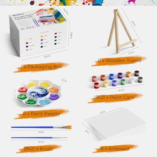 Nicpro 8 Pack 8×10 Inch Canvas for Painting,Sip and Paint Kit for Party