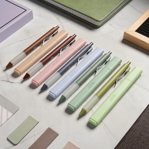 BLIEVE - Aesthetic Highlighters and Gel Pens With Soft Ink and Chisel Tip, Bible Highlighters and Pens No Bleed, Dry Fast Easy to Hold, for Bible Journaling Planner School Supplies (EARTHY)