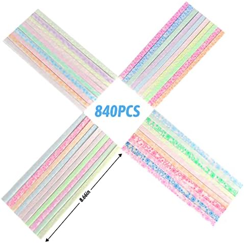 CCINEE 840 Sheet Luminous Origami Star Paper Strips, Glow in the Dark DIY Handmade Crafts Origami Lucky Star Paper, 4 Styles 40 Colors
