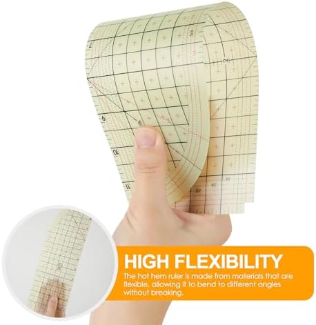 Curved Hot Ruler for Sewing, 12X4 Inch Hot Hem Ruler for Sewing Seam Guide Ruler Sewing Ruler and Guides for Fabric Hemming Tools Press with Dry or Steam
