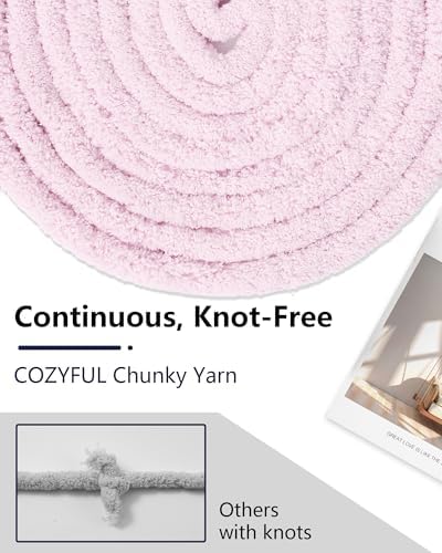 Cozyful Chunky Yarn for Hand Knitting, #9 Thick Jumbo Big Chunky Yarn for Crocheting, Super Chunky Knit Blanket Yarns, Large Chunky Chenille Yarns, 8 Pack (30 yds 8 oz Each Skein), Blush Pink