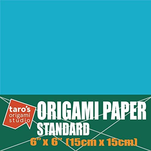 [Taro's Origami Studio] Standard 6 Inch One Sided Single Color (Light Blue) 50 Sheets (All Same Color) Square Easy Fold Premium Japanese Paper for Beginner (Made in Japan)