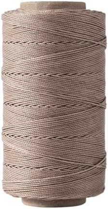 Heavy Duty Round Waxed Thread, 0.8mm, 218 Yards, Taupe, Bonded Polyester Wax Coated Cord String for Leather Sewing, Upholstery, Whipping Twine, Basket Weaving, Macrame, and Jewelry Making