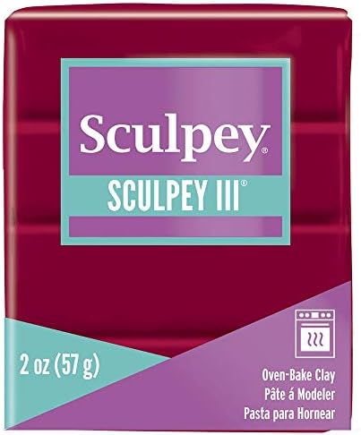 Sculpey III Polymer Oven-Bake Clay, Red, Non Toxic, 2 oz. bar, Great for modeling, sculpting, holiday, DIY, mixed media and school projects.Great for kids & beginners! | Polymer Clay, Perfect for Jewelry, Home Decor, and General Crafting
