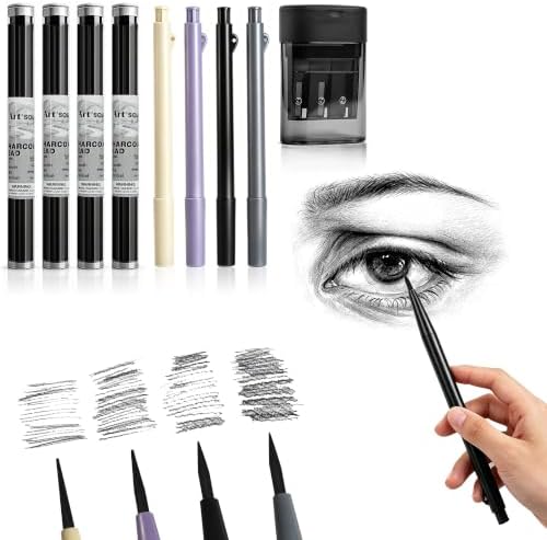 Sketch Mechanical Pencil Set - 7.2 inch 4 Hardness Grades Charcoal Leads