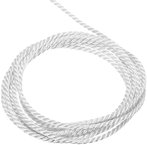 MECCANIXITY Twisted Cord Trim, 5 Yard 2mm 3-Ply Twine Braided Rope Shiny Thread String for Craft Gift Bag Curtain Christmas Decor, White - 5m