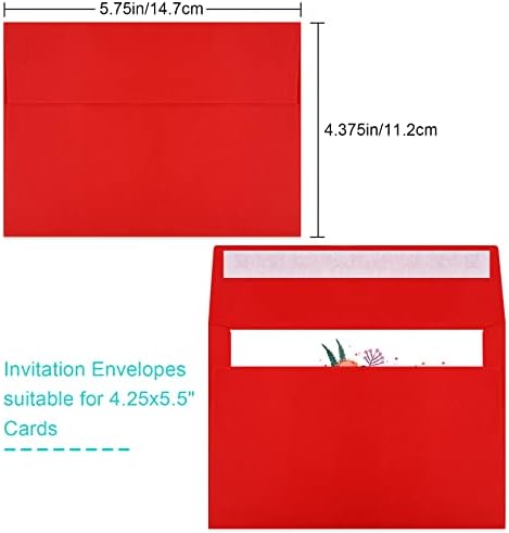 140 Packs of Invitation Envelopes, A2 Envelopes Red Postcard for 4.5x5.5 for Invitations, Self Seal for Photos RSVP, Greeting Cards