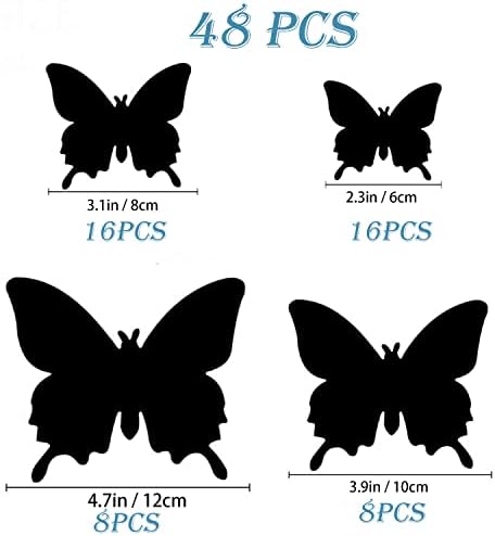 OPSEAM 3D Butterfly Wall Decor Butterfly Decorations Stickers with Magnets | 48 PCS Blue,12 Styles Double Layer Butterfly for Classroom Decoration,Locker Refrigerator, Reusable,Waterproof