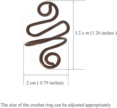 2Pcs Crochet Rings for Finger, Adjustable Open Yarn Guide Crochet Tension Ring for Crocheting Knitting Accessories Supplies Metal Yarn Tension Loop Ring for Finger (Brown), SATONBEYI